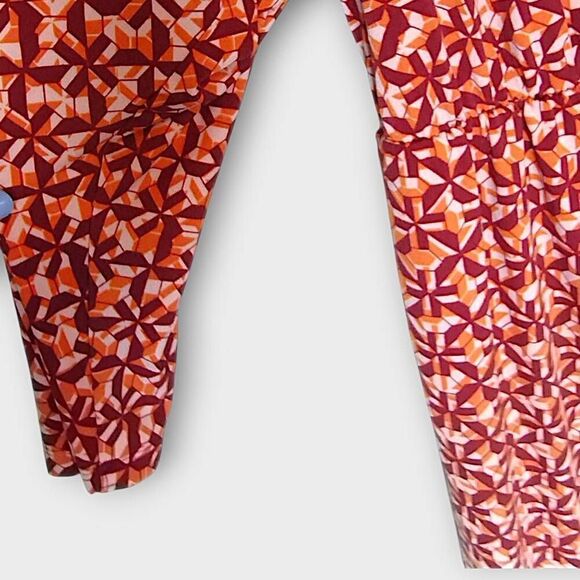 London Times Women Sz 18‎ Red Orange Jersey Dolman Sleeves Blouson Cottagecore - Picture 8 of 13